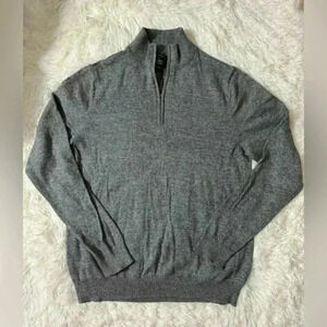 Nordstrom Men’s Shop Gray Cotton/Cashmere 1/4 Zip Pullover Knit Sweater Size M